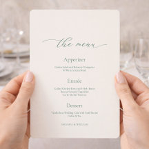 Minimal Sage Green Wedding Menu Card