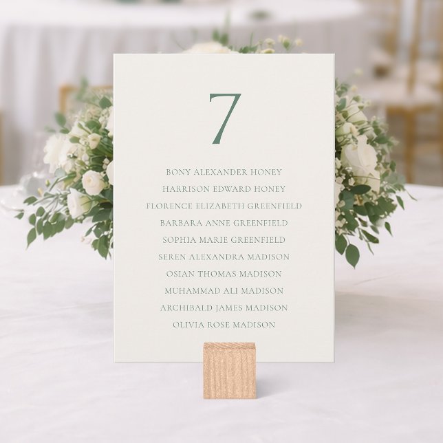 Minimal Sage Green Wedding Seating Chart Dankeskarte (Von Creator hochgeladen)