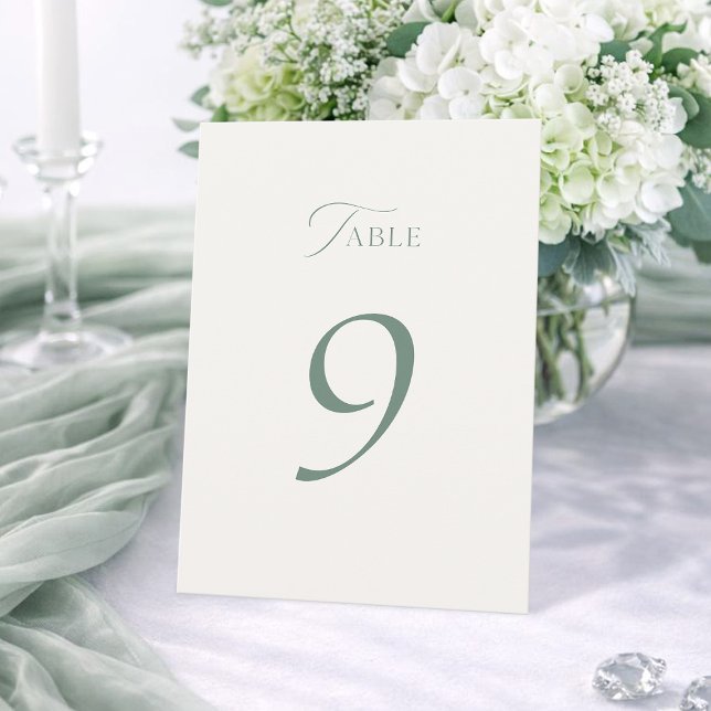 Minimal Sage Green Wedding Table Numbers 1–19 Dankeskarte (Von Creator hochgeladen)