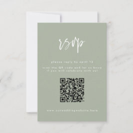 Minimal-Sage Grünes Skript Hochzeit QR-Code RSVP Karte
