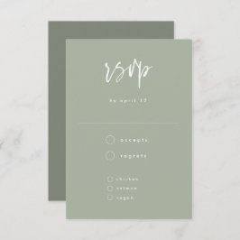 Minimal Sage Grünhandgeschriebenes Skript Hochzeit RSVP Karte