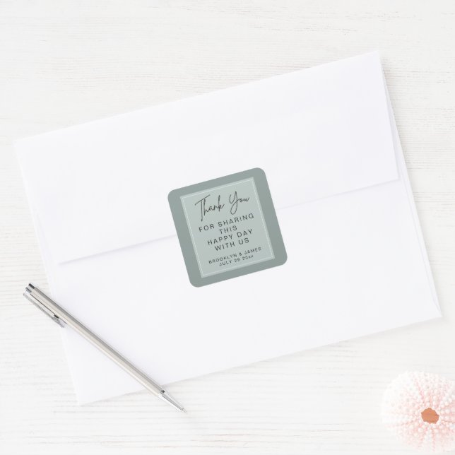 Minimal Sage Hochzeit Danke Stickers (Umschlag)