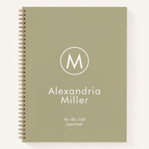 Minimal-Sage Monogram To-Do-List-Journal Notizbuch