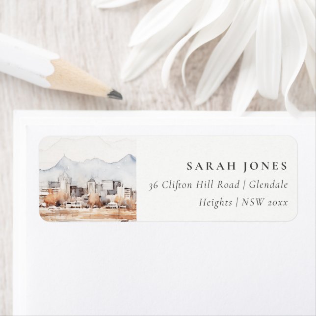 Minimal Salt Lake City Utah Wasserfarbenadresse (Insitu)