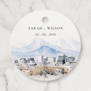 Minimal Salt Lake City Utah Wasserfarbenprägung Geschenkanhänger