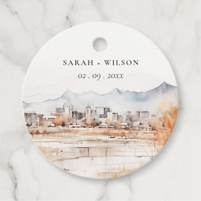 Minimal Salt Lake City Utah Wasserfarbenprägung Geschenkanhänger (Vorderseite)