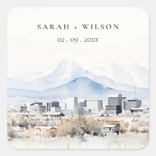 Minimal Salt Lake City Utah Wasserfarbenprägung Quadratischer Aufkleber