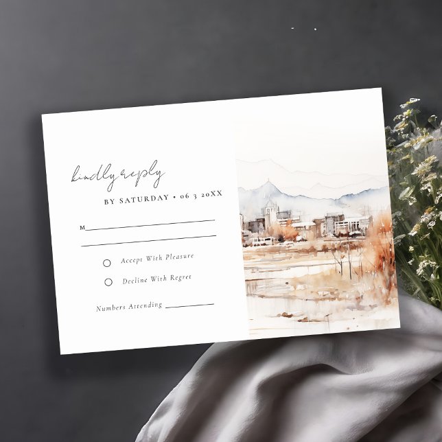 Minimal Salt Lake City Utah Wasserfarbenprägung RSVP Karte (Von Creator hochgeladen)