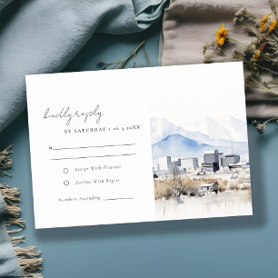 Minimal Salt Lake City Utah Wasserfarbenprägung RSVP Karte
