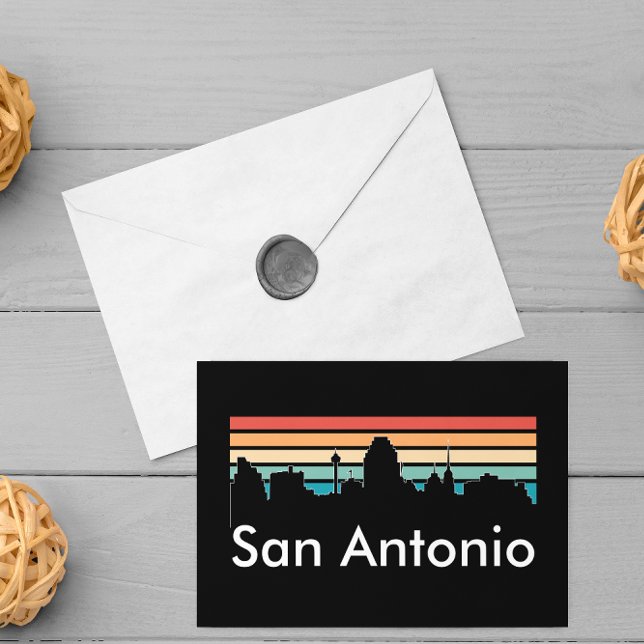 Minimal San Antonio Vintag Sunset Skyline Postkarte (san antonio texas skyline postcard)