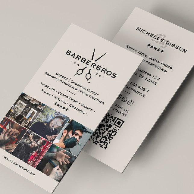 Minimal Sand Hair Stylist Barber Barbershop Grid Visitenkarte (Minimal Sand Hair Stylist Barber Barbershop Grid Business Card
)