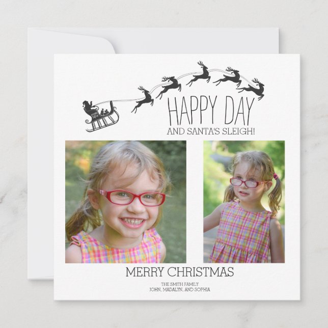 Minimal Santa's Sleigh 2 Foto Frohe Weihnachten (Vorderseite)