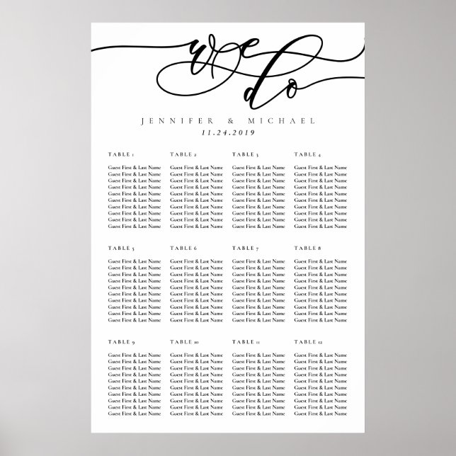 Minimal saubere, einfache Hochzeiten Tischnummern Poster (Vorne)
