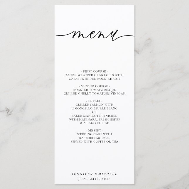 Minimal saubere, einfache moderne White Wedding Programm (Vorderseite)