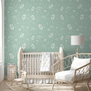 Minimal saubere grüne Blume Blätter Blumenmuster Tapete