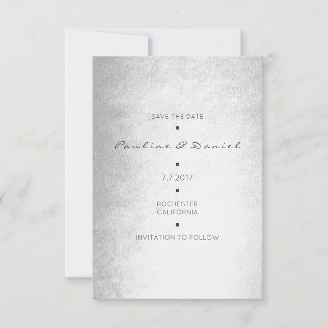 Minimal Save the Date Silver Gray Delicate (Vorderseite)