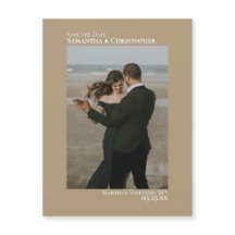 Minimal Save the Date Vertikales Foto Tan Magnet