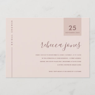 MINIMAL SCANDI BLUSH PINK TYPOGRAPHY BRAUTPARTY EINLADUNG