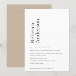 MINIMAL SCANDI PBLACK & WHITE VERLOBUNG EINLADEN DANKESKARTE