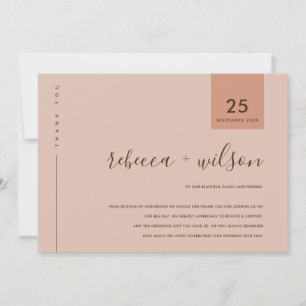 MINIMAL SCANDI RUST PINK PEACH TYPOGRAPHY WEDD DANKESKARTE