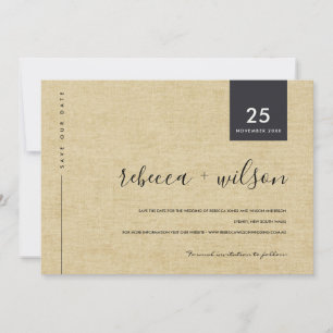 MINIMAL SCANDI RUSTIC OCHER LINEN KRAFT TYPOGRAPHI SAVE THE DATE