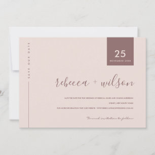 MINIMAL SCANDI SOFT BLUSH PEACH PINK TYPOGRAPHIE SAVE THE DATE