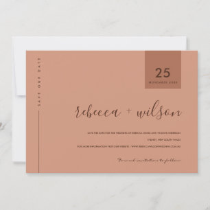 MINIMAL SCANDI TERRACOTTA RUST ORANGE TYPOGRAPHIE SAVE THE DATE