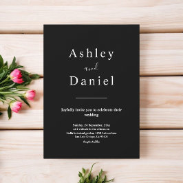 Minimal schick Schwarz und Weiß feierliche Hochzei Einladung