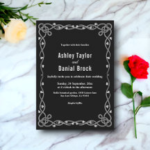 Minimal schick Schwarz-Weiß Moderne Blumenhochzeit