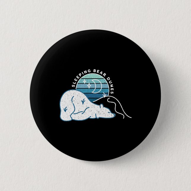 Minimal Schlafbärenduschen Retro Sunset Michigan Button (Vorderseite)