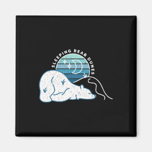 Minimal Schlafbärenduschen Retro Sunset Michigan Magnet