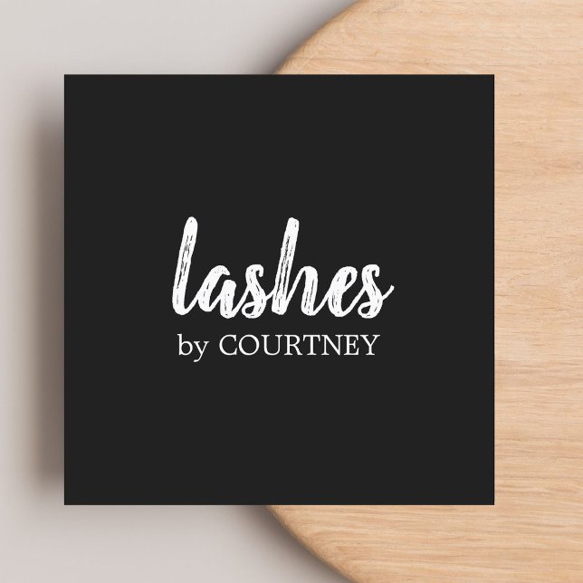 Minimal schlicht Schwarz-weiße Lashes Quadratische Visitenkarte (Von Creator hochgeladen)