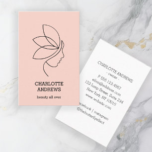Minimal, Schönheit, Logo, Line Art, Blush Visitenkarte