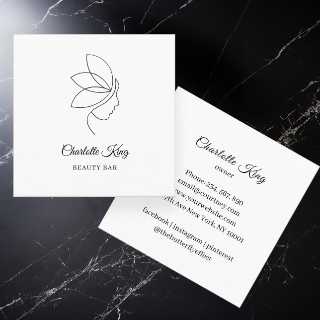 Minimal, Schönheit, Logo, Line Art, Salon Quadratische Visitenkarte (Von Creator hochgeladen)