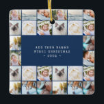 Minimal Schreibmaschine Einfaches Foto Collage Gri Keramikornament<br><div class="desc">Custom Minimal Simple Foto Collage Grid Navy Blue Familie Weihnachtsschmuck Minimal Schreibmaschine Einfache Foto Collage Grid Keramik Ornament</div>