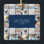 Minimal Schreibmaschine Einfaches Foto Collage Gri Keramikornament<br><div class="desc">Custom Minimal Simple Foto Collage Grid Navy Blue Familie Weihnachtsschmuck Minimal Schreibmaschine Einfache Foto Collage Grid Keramik Ornament</div>