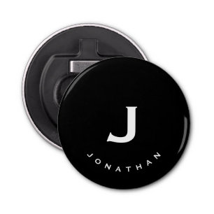 Minimal Schwarz Classic Monogramm Flaschenöffner