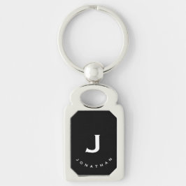 Minimal Schwarz Classic Monogramm Schlüsselanhänger