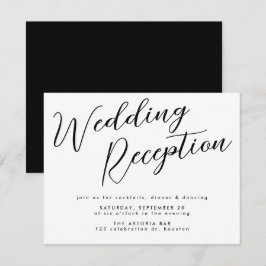 Minimal Schwarz Custom Calligraphy Hochzeitsempfan Begleitkarte