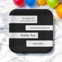 Minimal Schwarz und Weiß elegant Chic 50. Geburtst