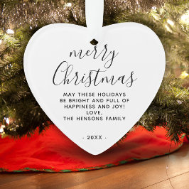 Minimal Schwarz und Weiß frohe Weihnachtsschrift Ornament