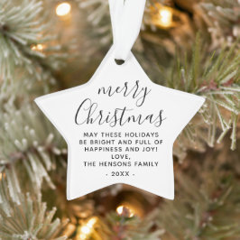 Minimal Schwarz und Weiß frohe Weihnachtsschrift Ornament