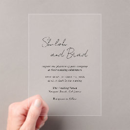 Minimal Schwarz und Weiß Moderne Elegante Hochzeit Acryleinladungen