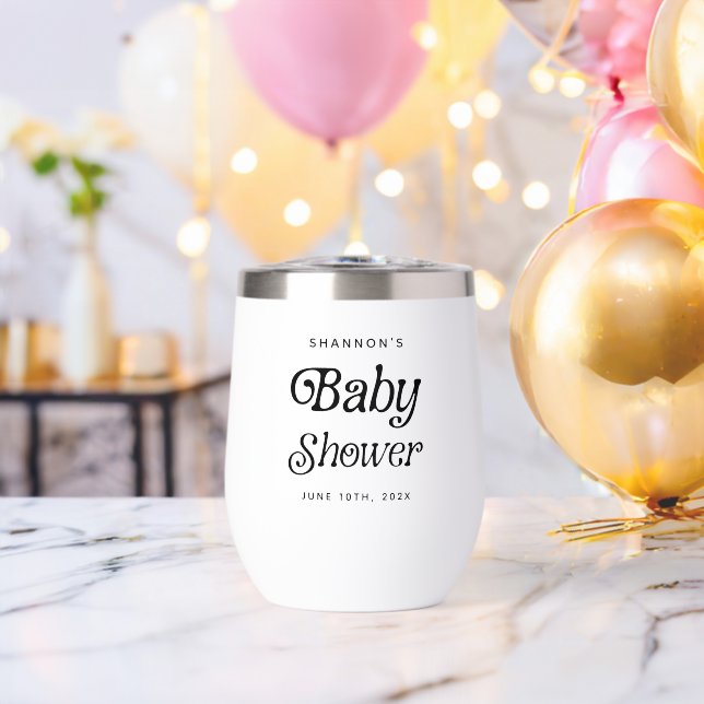 Minimal Schwarz und Weiß Retro Babydusche (Junggesellenabschied (gedreht))