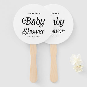 Minimal Schwarz und Weiß Retro Babydusche Fächer