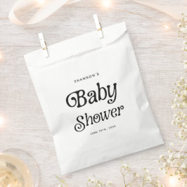 Minimal Schwarz und Weiß Retro Babydusche Geschenktütchen