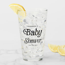 Minimal Schwarz und Weiß Retro Babydusche Glas