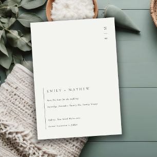 Minimal Schwarz und Weiß Save the Date laden ein Dankeskarte