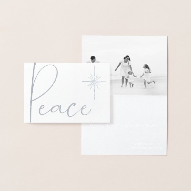 Minimal Schwarz & Weiß Foto Weihnachtskarte Folienkarte (Anzeige)