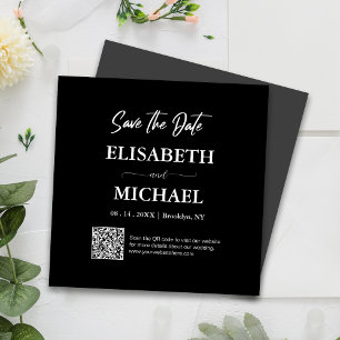Minimal Schwarz-weißer QR-Code-Hochzeiten Magneteinladung